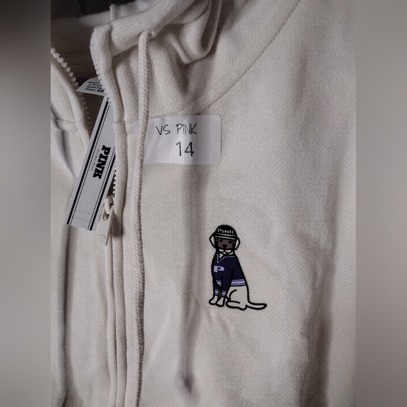 NWT PINK Cream Color Full Zip Hoodie XL - Picture 6 of 8